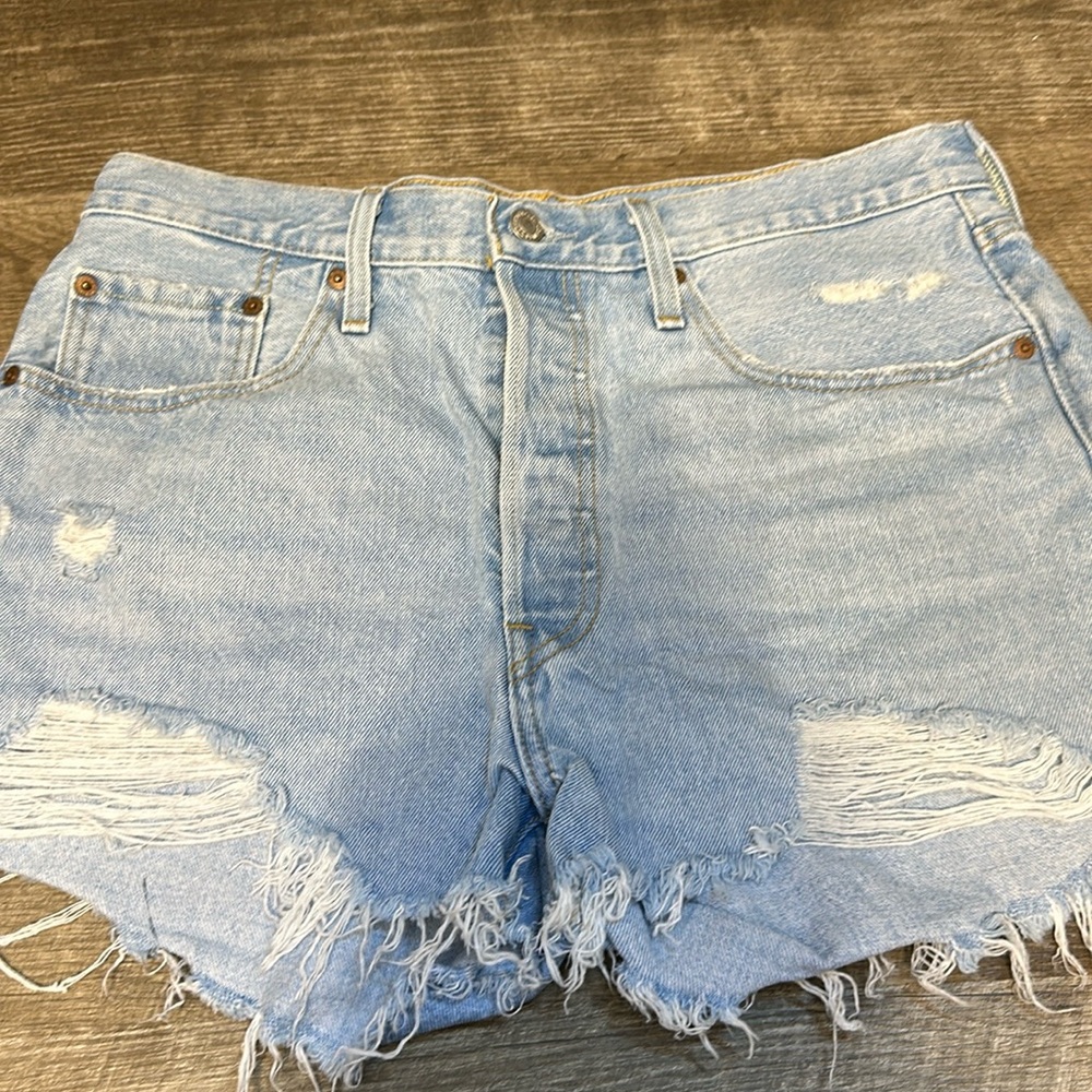 Levi's Light Blue Distressed Jean Shorts